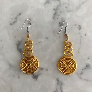 Yellow / gold wire spiral earrings